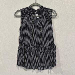 H&M Women’s Peplum Style Sleeveless Blouse Black & White Print All Over sz US4